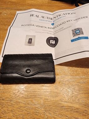 Bottega Veneta Black Intrecciato Leather Key & Card Holder